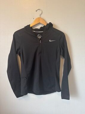 Nike running dry fit quarter zip hoodie with thumb holes